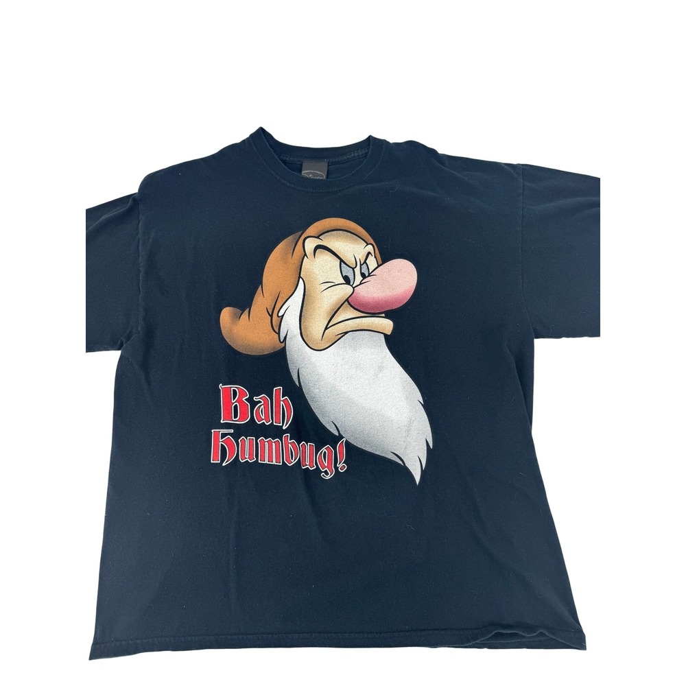 Disney Grumpy T Shirt Mens XL Black Bah Humbug Snow White Graphic Tee Gildan